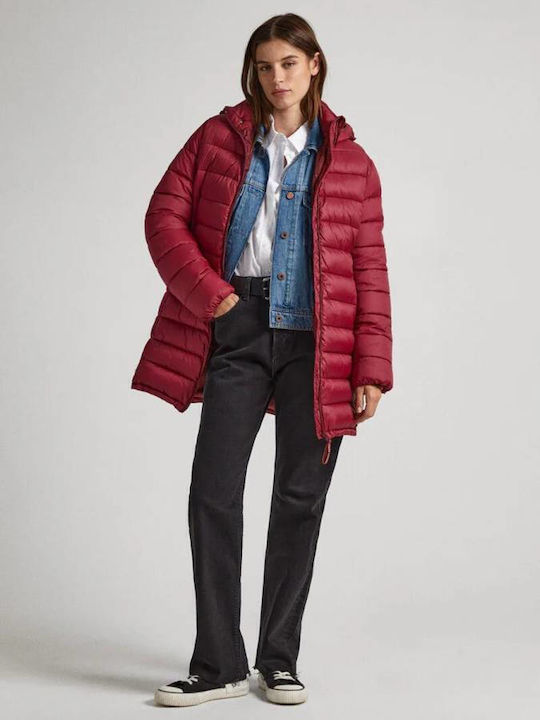 Maddie Women's Long Puffer Jacket for Winter Gray