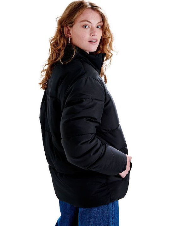 Kurz Damen Puffer Jacke Schwarz
