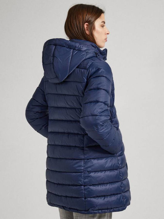 Maddie Women's Long Puffer Jacket for Winter Blue