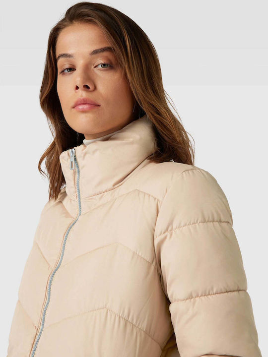 Kurz Damen Puffer Jacke Beige