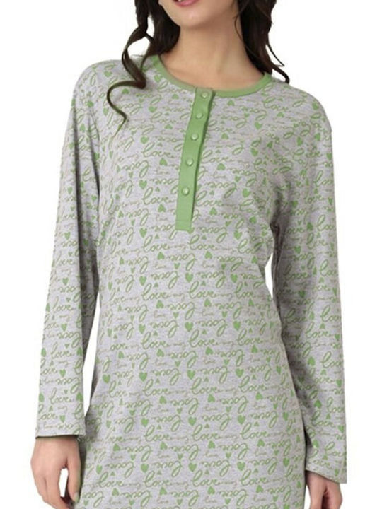 Lydia Creations Winter Women's Nightdress Green