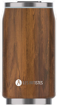Les Artistes Pull Can'it Ποτήρι Θερμός Ανοξείδωτο BPA Free 280ml Wood με Επιστόμιο και Καλαμάκι