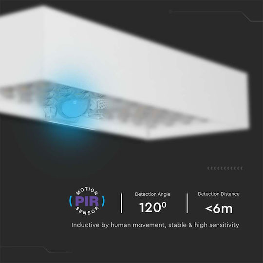V-TAC Wall Mounted Solar Light 6W 900lm Natural White 4000K with Motion Sensor IP65 23cmx9.7cmx4.27cmcm