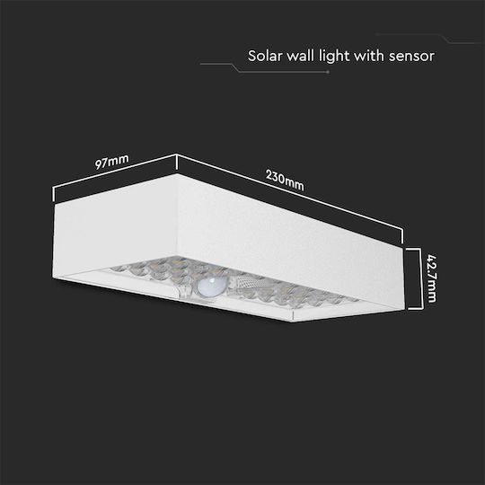 V-TAC Wall Mounted Solar Light 6W 900lm Natural White 4000K with Motion Sensor IP65 23cmx9.7cmx4.27cmcm