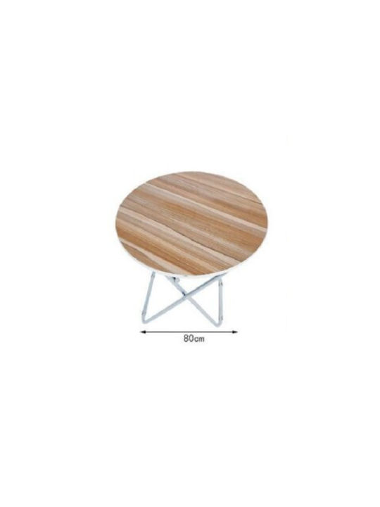 Outdoor Dinner Foldable Table with Wood Surface and Aluminum Frame Colorful 80x80x75cm