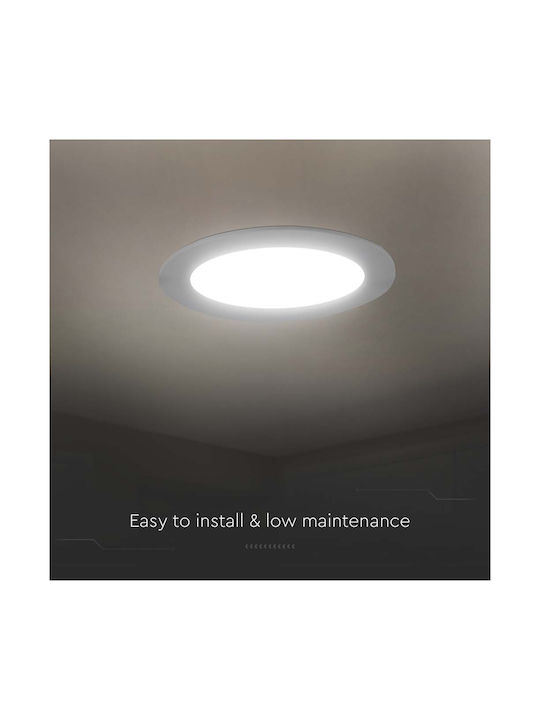 V-TAC Στρογγυλό Χωνευτό LED Panel 12W με Φυσικό Λευκό Φως 4000K 17εκ.