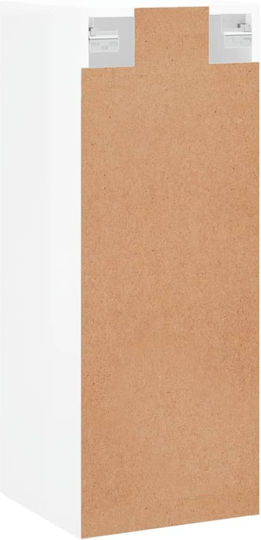 Wall-Mounted Living Room Cabinet Made of Particle Board White 34.5x34x90cm