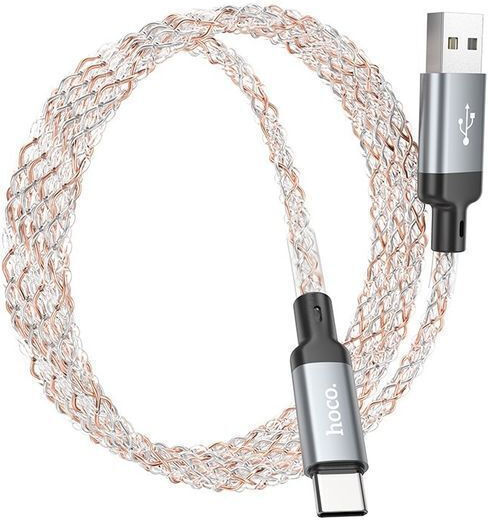 Hoco U112 Shine LED USB 2.0 Kabel USB Typ-C männlich - USB-A 60W PD Gold 1m