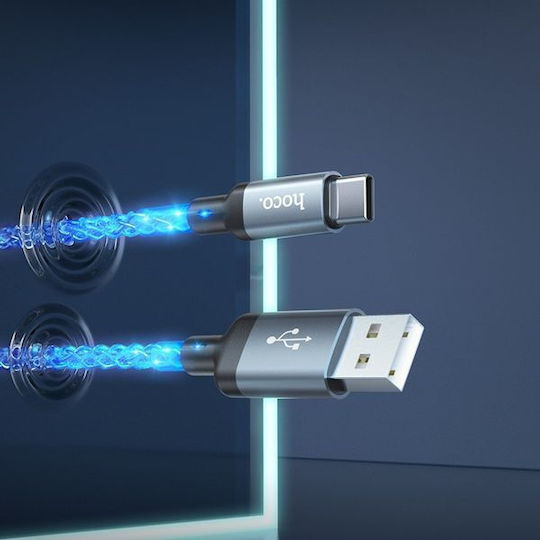 Hoco U112 Shine LED USB 2.0 Kabel USB Typ-C männlich - USB-A 60W PD Gold 1m