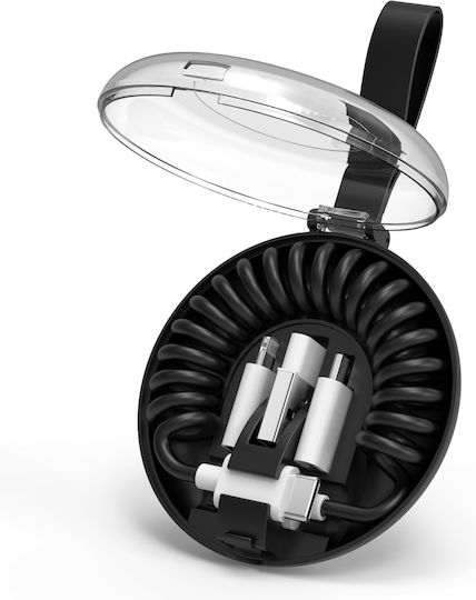 Diamandino Спирала USB към Lightning / Type-C / micro USB Кабел Черен 1.5м (DMFC31001)