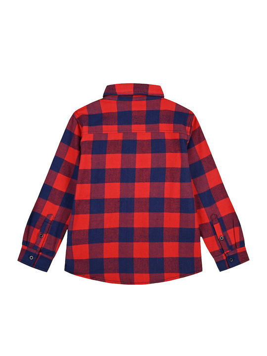 Kids Checked Shirt Long Sleeve Red