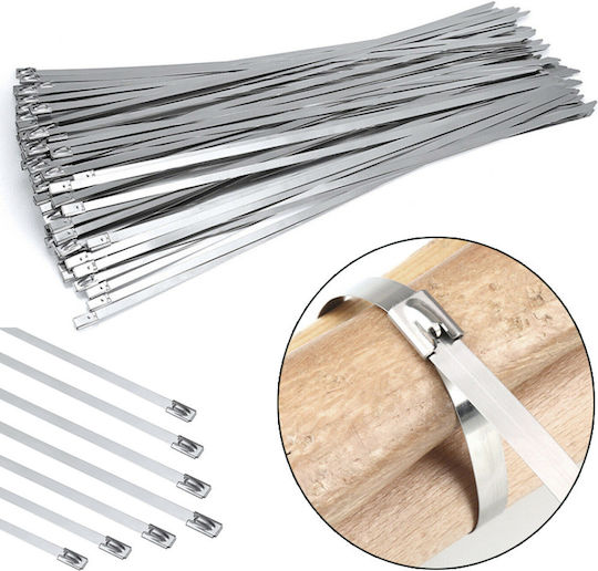 Metallic Cable Ties 200mmx7.9mm In Silver Colour 50pcs 104062
