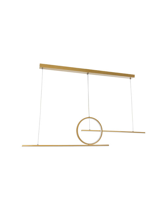 GloboStar Tereza Pendant Light Gold LED with Warm to Cool White Light Rail 110x34cm