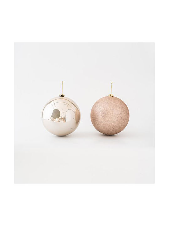 Hanging Ball Ornament Plastic with Glitter Set 2pcs