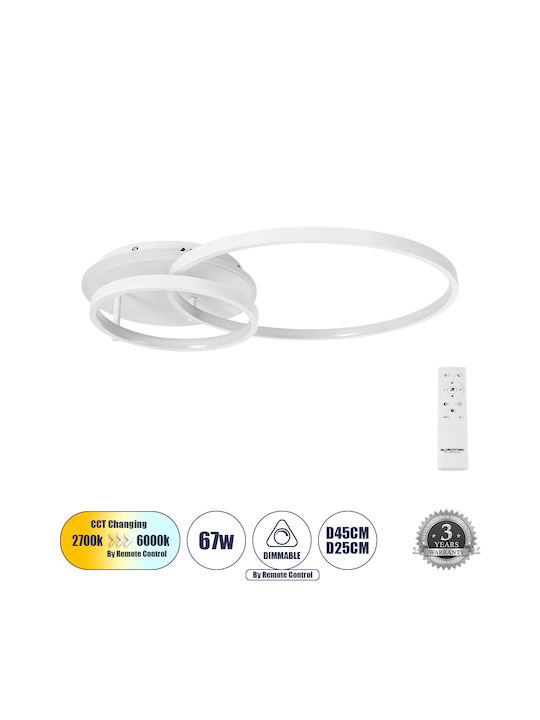 GloboStar Nemesis Deckenleuchte 25cm Weiß mit Integrierter LED und Fernbedienung