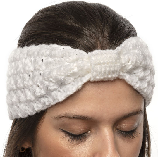 Headband Knitted in White color