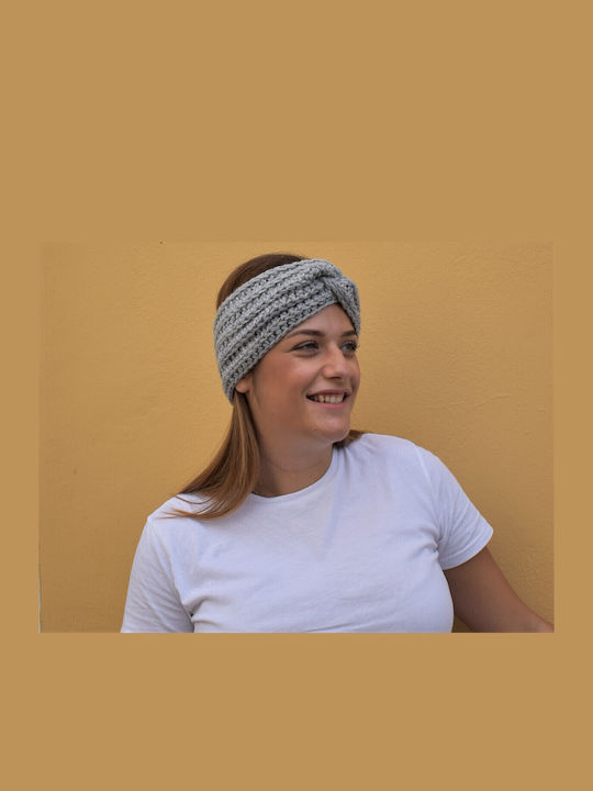 Unisex Headband με Rib Πλέξη σε Γκρι χρώμα