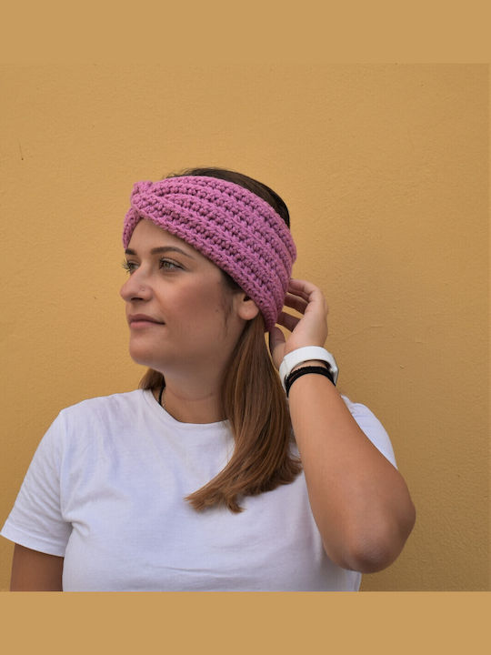 Unisex Headband με Rib Πλέξη σε Ροζ χρώμα