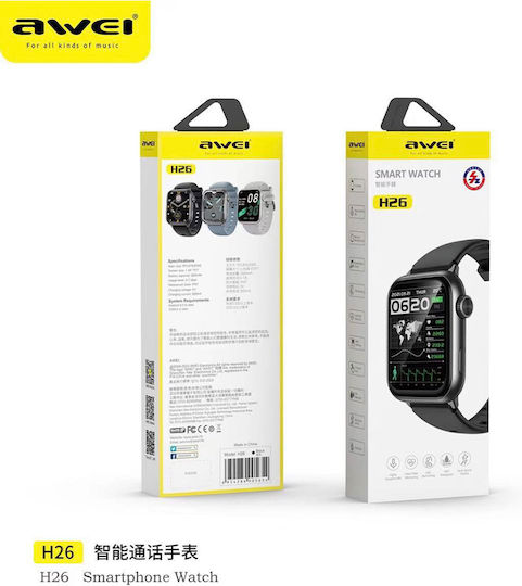 Awei H26 Smartwatch με Παλμογράφο (Μαύρο)