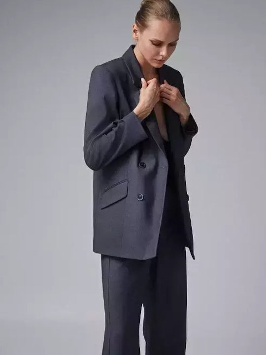 Desiree Women's Double Breasted Blazer Gray