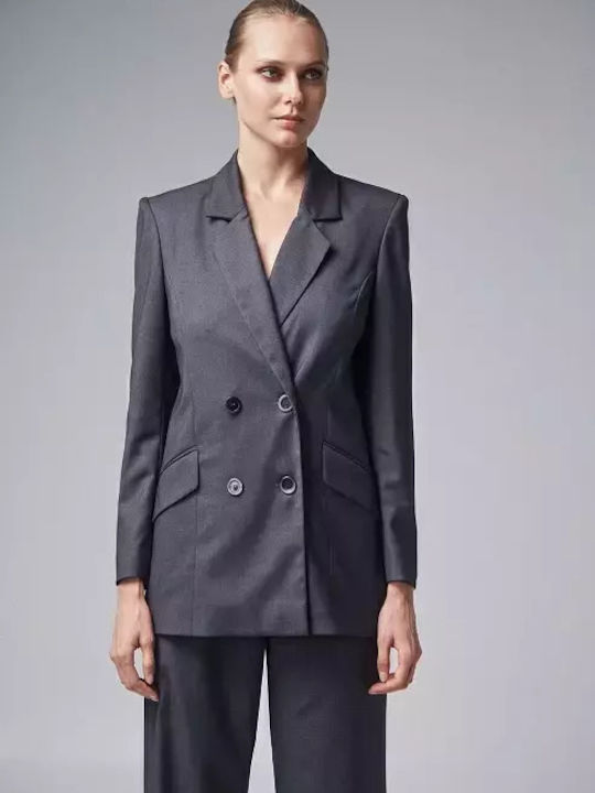 Desiree Women's Double Breasted Blazer Gray