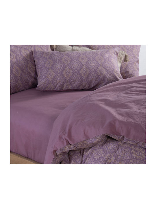 Nef-Nef Homeware Duvet Cover Set Cotton Single with Pillowcase 170x240 Shreder 034387 Mauve