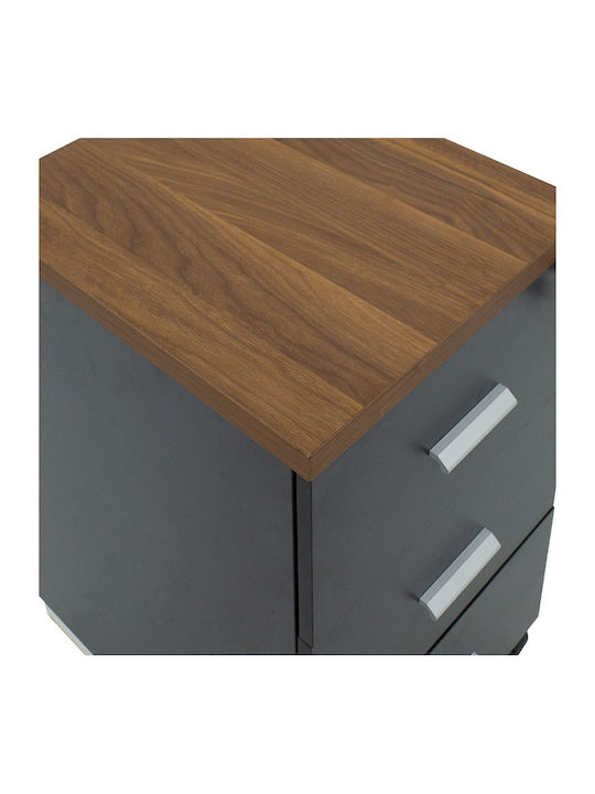 Oscar Office Storage Chipboard Drawer with Wheels, Lock & Drawers Walnut-carbonate L40xW48xH63cm
