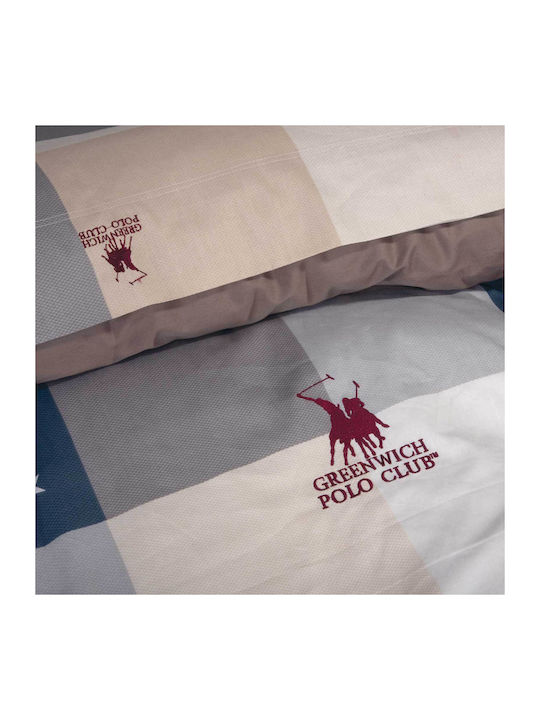 Greenwich Polo Club Duvet Cover Set Cotton Satin Queen with 2 Pillowcases 220x240 2164 Grey - Brown - White