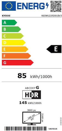 Kydos Smart Τηλεόραση 65" 4K UHD LED K65WU22SD01BV3 HDR (2021)