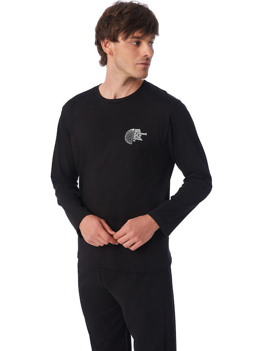 Minerva Men's Winter Pajamas Set Black