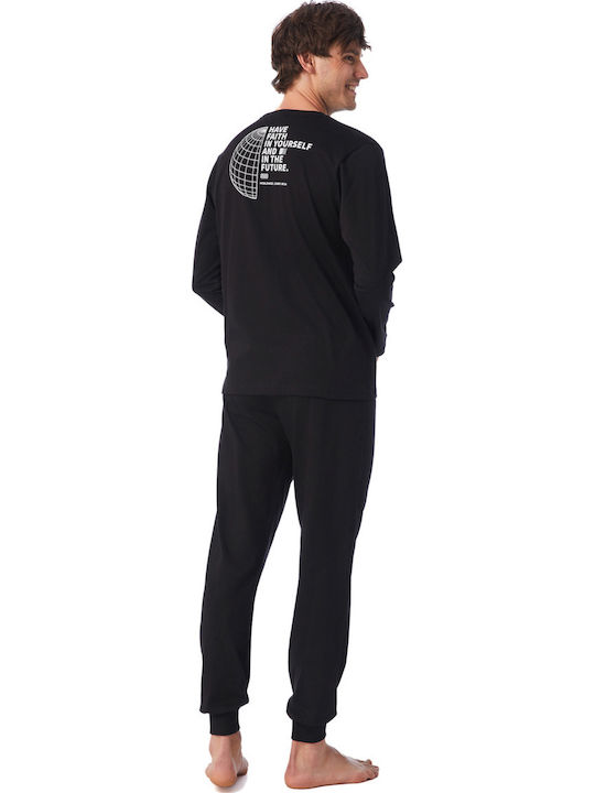 Minerva Men's Winter Pajamas Set Black