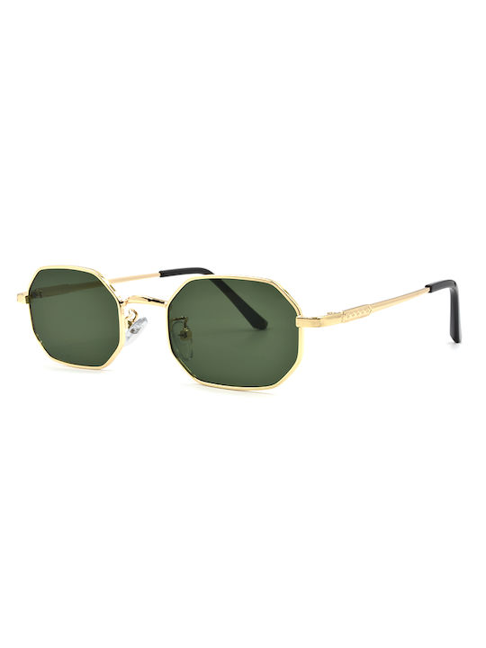 Awear Kresten Women's Sunglasses with Gold Metal Frame and Green Lens