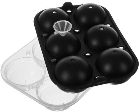 Ruhhy Ice Cube Mold Round Silicone 6 Slots Black