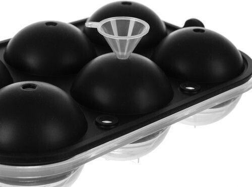 Ruhhy Ice Cube Mold Round Silicone 6 Slots Black