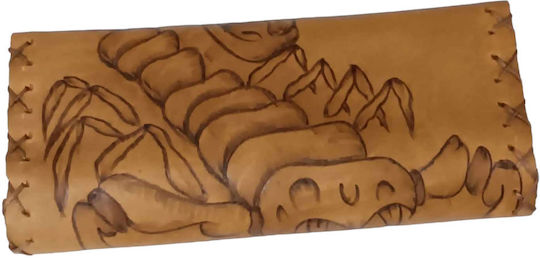 One Leather Tobacco Pouch Brown Handmade with Magnetic Closure