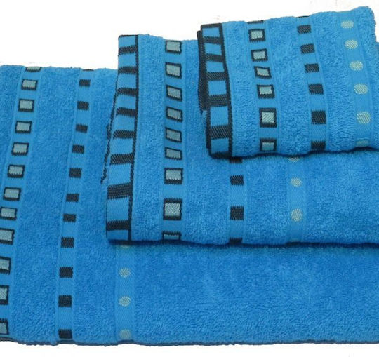 Le Blanc Badehandtuch Penne Jacquard Punkte 70x140εκ. Turquoise Gewicht 450gr/m²