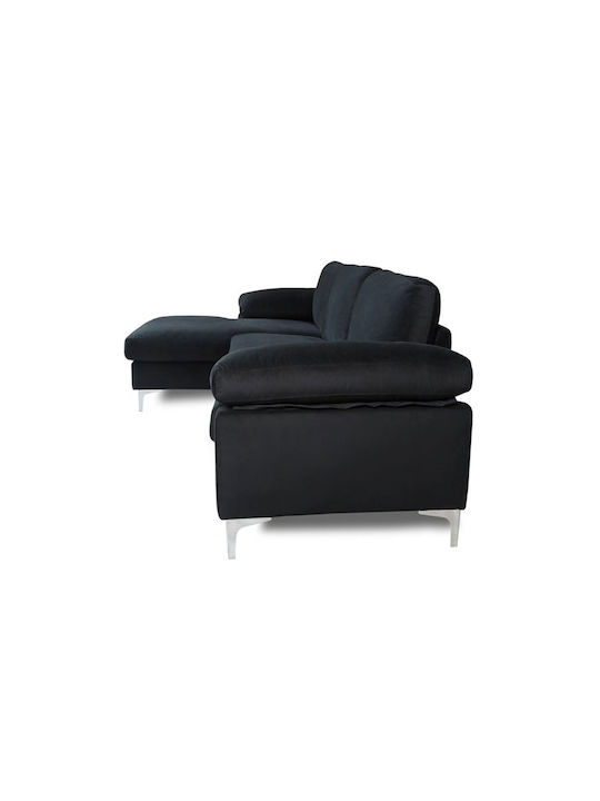 Alex Corner Sofa with Right Corner Black 264x132x75 cm