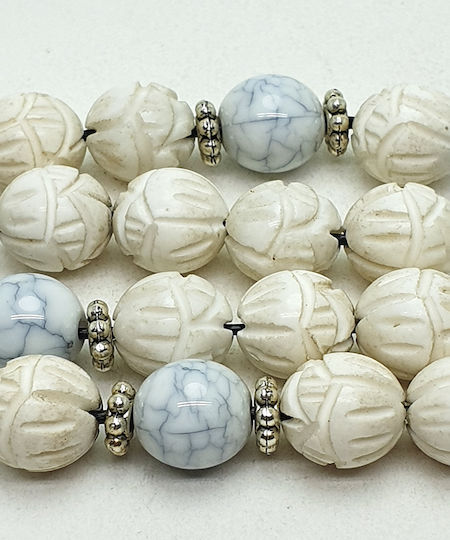 Roloi Komboloi Worry Beads with 10 Beads White 29cm