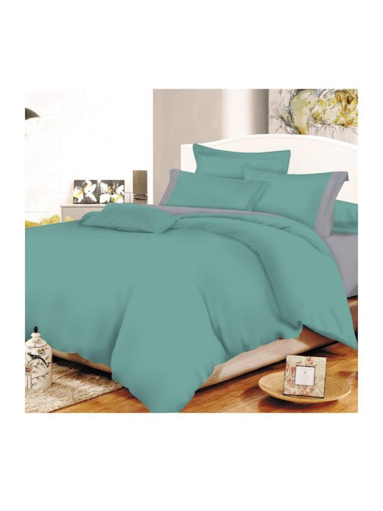 Le Blanc Sheet Sets Double 200x240cm. Cotton Line Petrol - Grey 4pcs