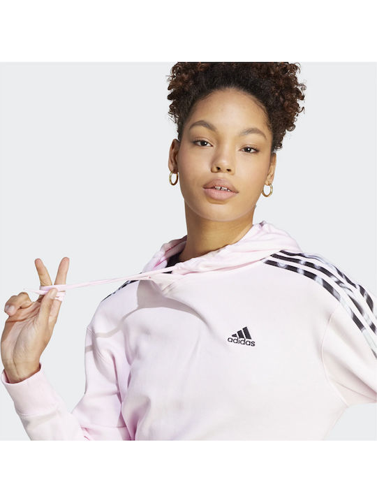 3-Stripes Γυναικείο Φούτερ με Κουκούλα Ροζ