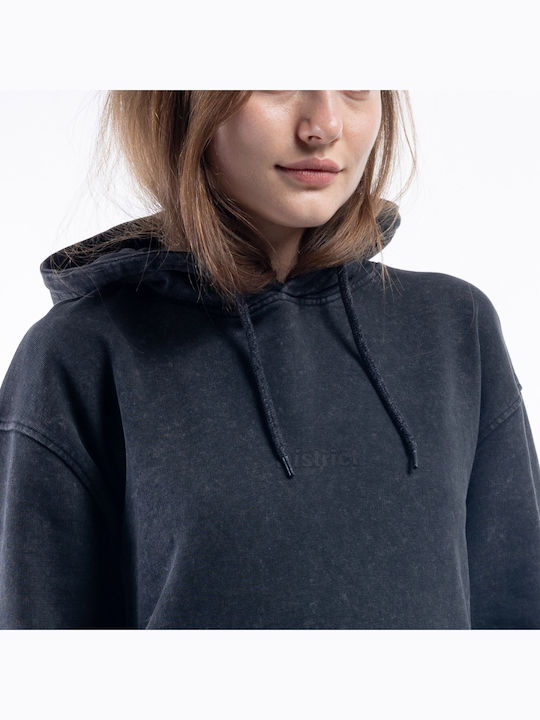 Lang Damen Sweatshirt Kapuzen Schwarz