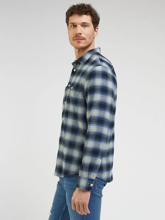 Long Sleeve Flannel Shirt in a Loose Fit Checked Multicolour