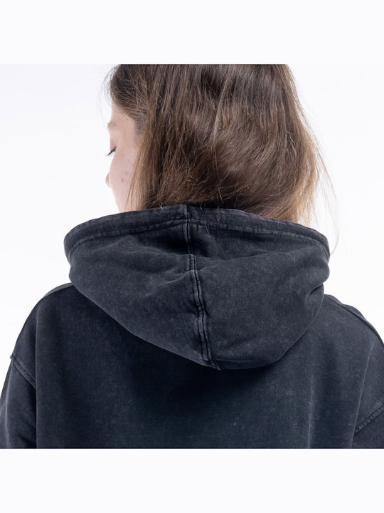 Lang Damen Sweatshirt Kapuzen Schwarz