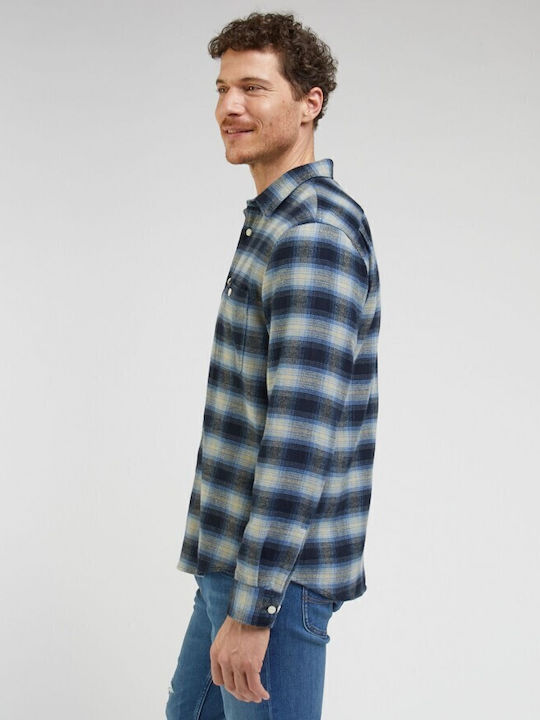 Long Sleeve Flannel Shirt in a Loose Fit Checked Multicolour
