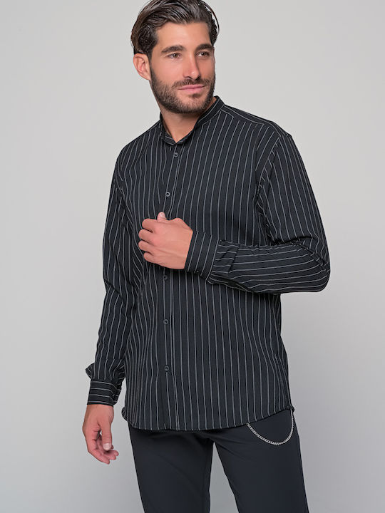 Ben Tailor Men's Shirt Long Sleeve Striped Black