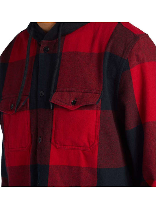 Ruckus Hooded Μακρυμάνικo Φανελένιο Πουκάμισο Καρό Μαύρο