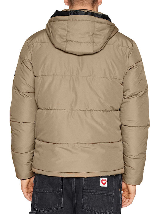 Jack & Jones Ανδρικό Χειμωνιάτικο Μπουφάν Puffer Καφέ