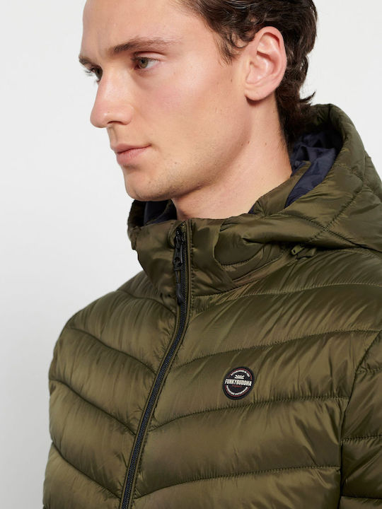 Winter Jacket Puffer Khaki / Blue
