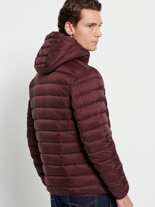 Funky Buddha Geacă pentru bărbați de iarnă Puffer Burgundy