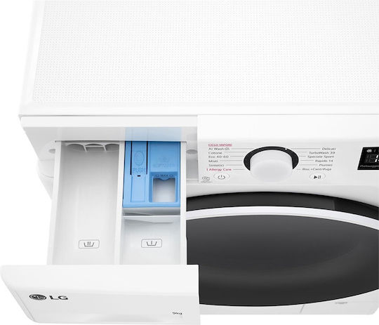 LG Πλυντήριο Ρούχων 9kg με Τεχνολογία Ατμού 1400 Στροφών TurboWash F4R5009TSWW